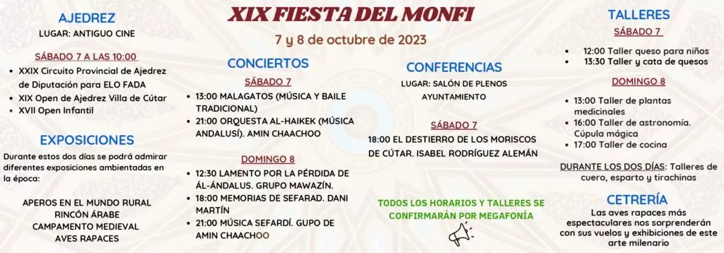 mercadosmedievales.net - Programación de la Fiesta del Monfí en Cutar ( Málaga ) - Mercado Medieval Andalusí 2023