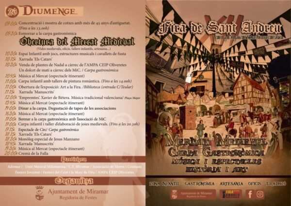 Programa Programacion Mercado Medieval de Miramar (Valencia) 24 al 26 de Noviembre 2023 1