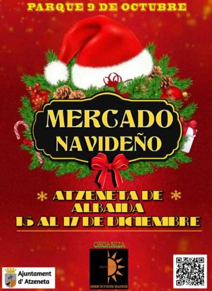Cartel MERCADO NAVIDEÑO ATZENETA DE ALBAIDA (Valencia) 15 al 17 de Diciembre del 2023