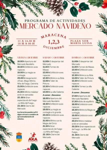 programación Mercado navideño de Maracena (Granada) del 01 al 03 de diciembre del 2023
