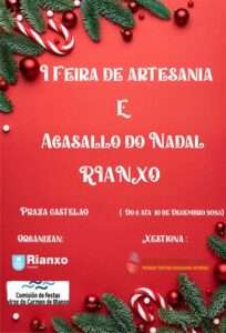 cartel I FEIRA DE ARTESANIA E AGASALLO DE NADAL de Rianxo, La Coruña 2023 / Feira de artesanía
