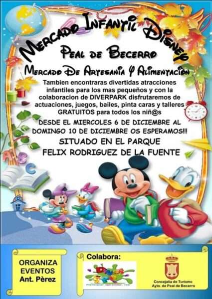 cartel Mercado Infantil Disney en Peal de Becerro, Jaén 2023