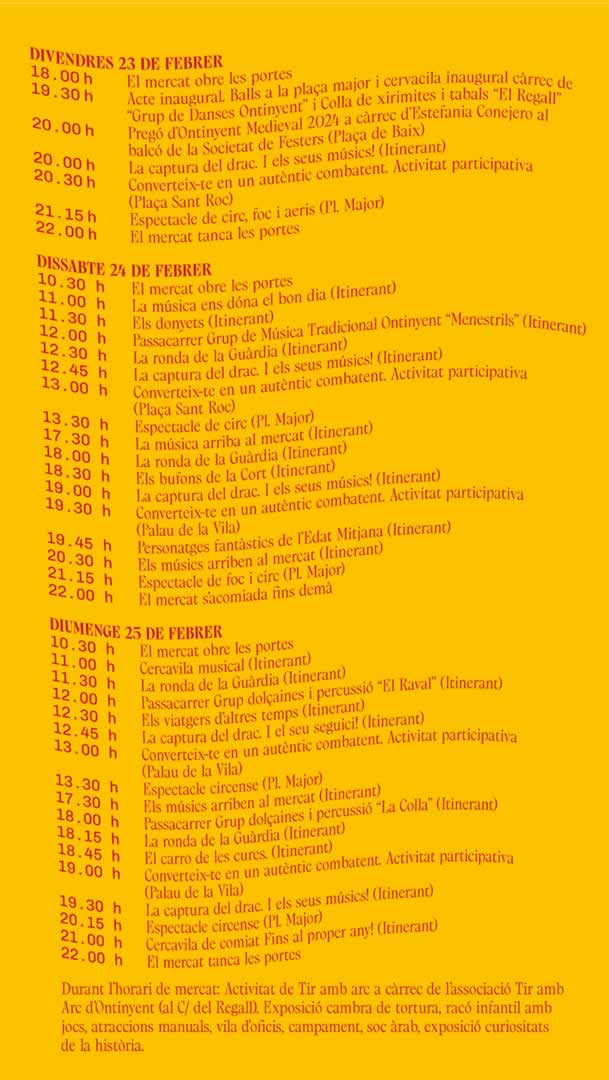 Ontinyent Medieval programa 2024
