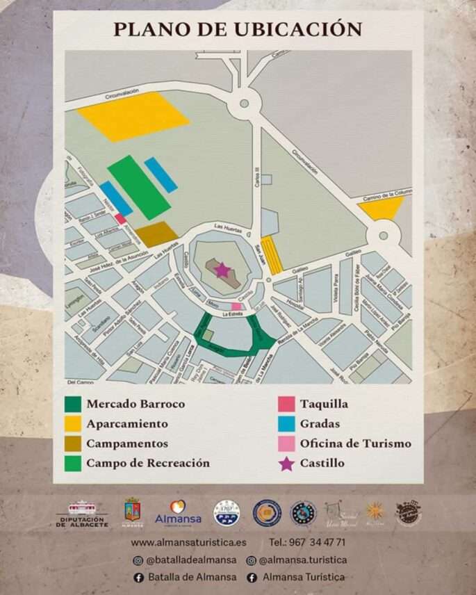 Programación del Mercado Barroco de la Batalla de Almansa plano de ubicación