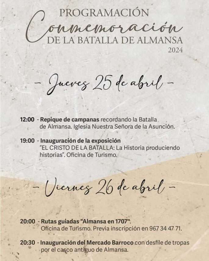 Programación recreación internacional de la Batalla de Almansa 25 y 26 de abril 2024