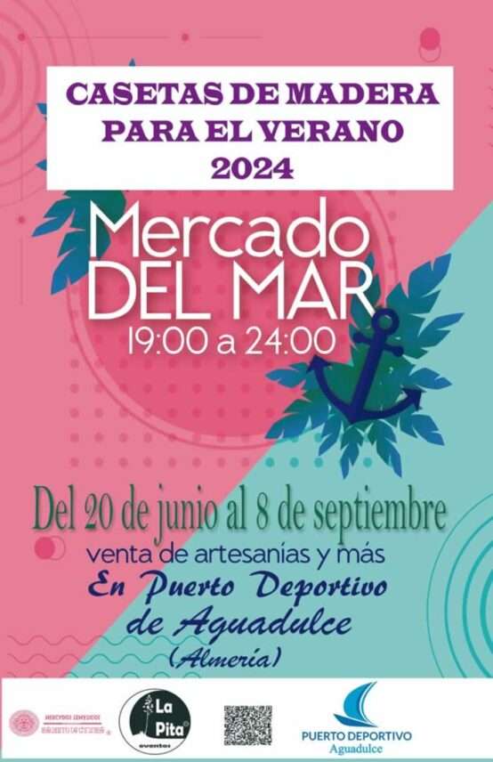 Cartel de MERCADO DE VERANO DEL PUERTO DEPORTIVO DE AGUADULCE (Roquetas de Mar, Almería) 2024