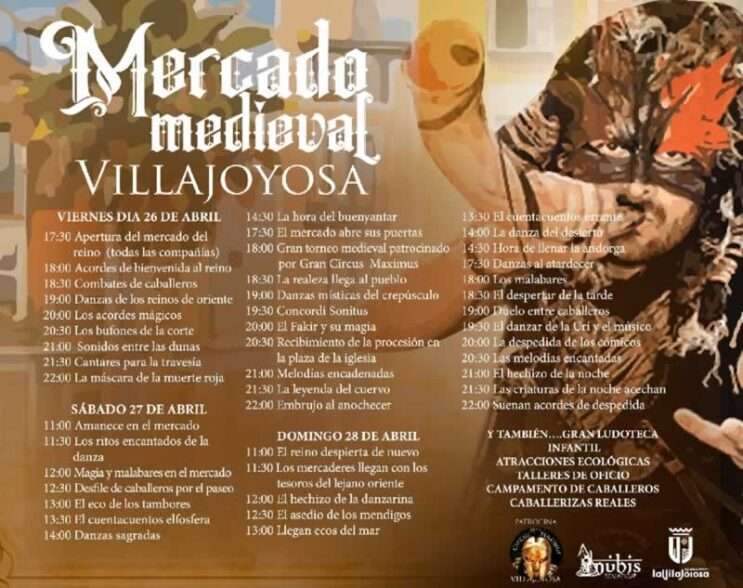 PROGRAMA DE ACTIVIDADES mercado medieval Villajoyosa 2024