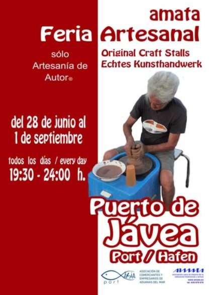 Cartel Anuncio Feria de Artesanía de Autor® de Xàbia/Jávea (Alicante) del 28 de junio al 1 de septiembre de 2024