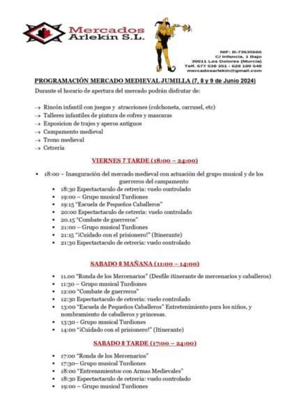 PROGRAMACIÓN MERCADO MEDIEVAL JUMILLA 1