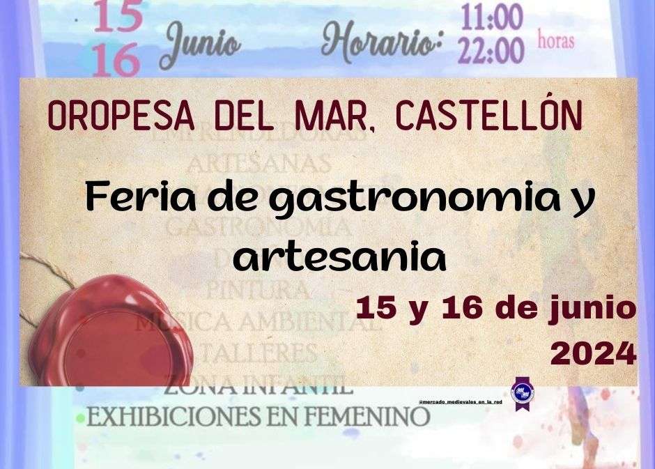 ANuncio Feria de gastronomía y artesanía de Oropesa del Mar / Castellón