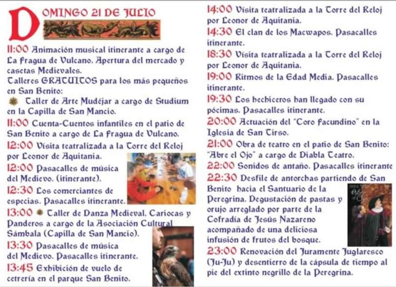 Mercado Medieval de Sahagún (León) 2024 XXII Encuentro De Juglares programa Domingo