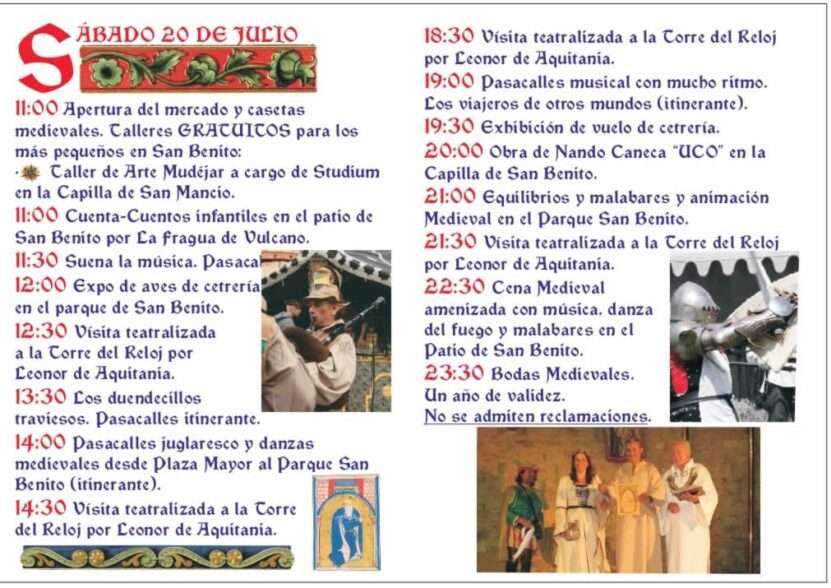 Mercado Medieval de Sahagún (León) 2024 XXII Encuentro De Juglares programa Sabado
