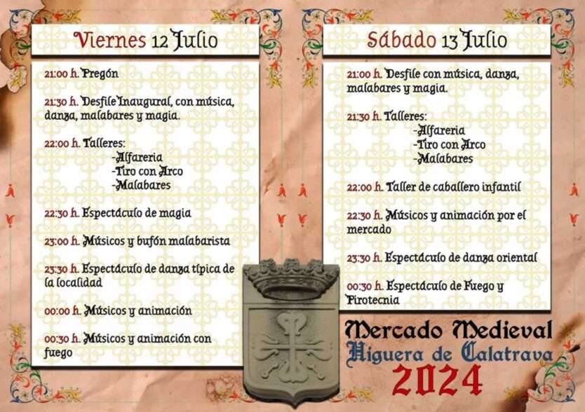 Programa Diptico Mercado Medieval de Higuera de Calatrava (Jaén) 2024