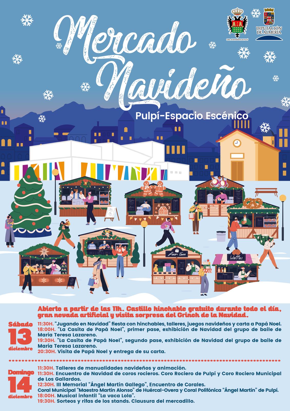 Cartel Mercado de Navidad en Pulpi 2025 -ALMERIA-