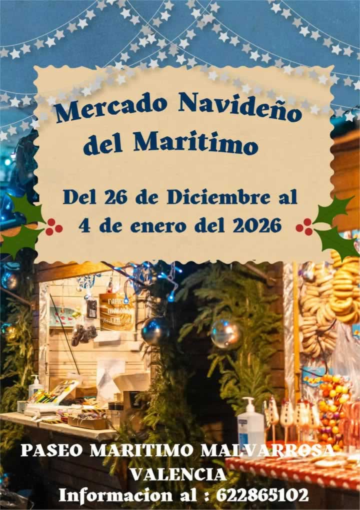 Cartel MERCADO NAVIDEÑO DEL MARÍTIMO – VALENCIA 2025/2026