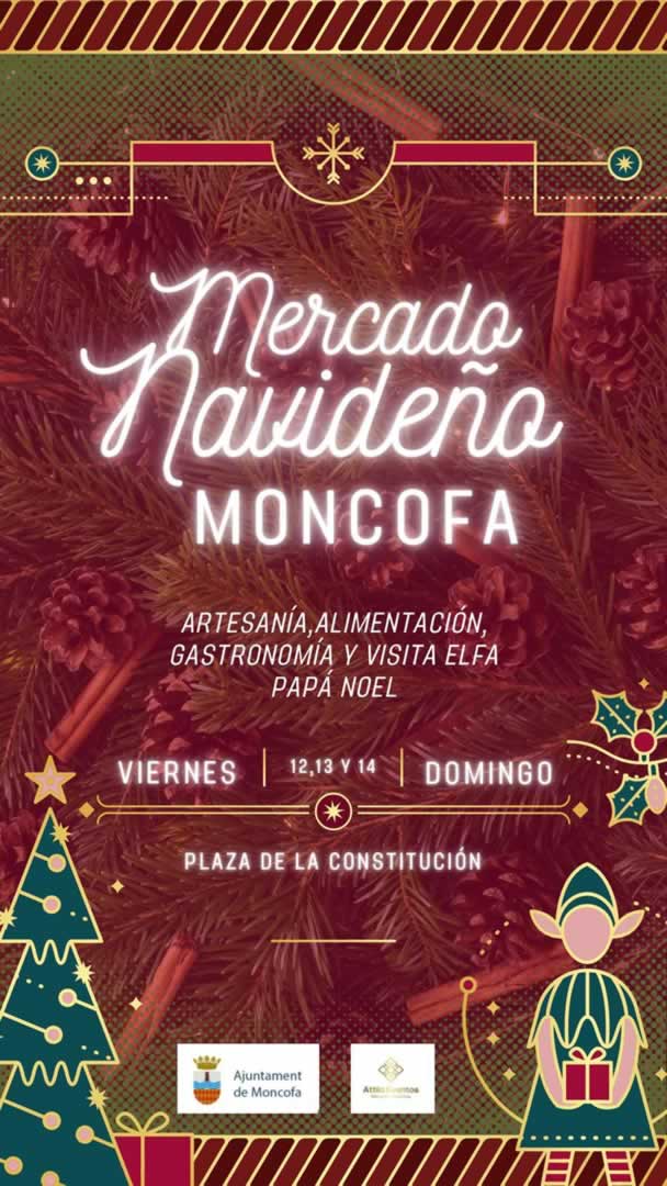 Cartel Mercado Navideño de Moncofa, Castellón – Diciembre 2025