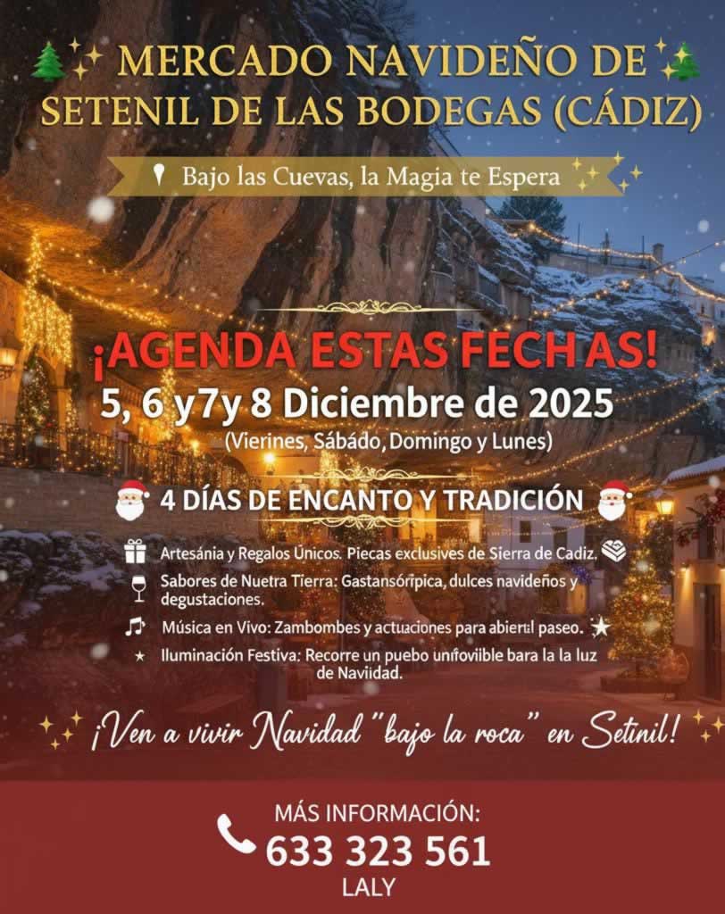 Cartel MERCADO NAVIDEÑO DE SETENIL DE LAS BODEGAS 2025 (CÁDIZ)