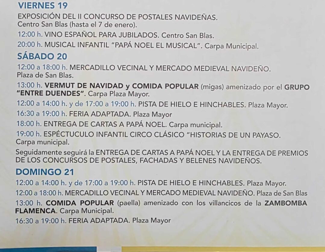 MERCADO NAVIDEÑO DE YUNCOS 2025 (TOLEDO) 5 programa yuncos navidad