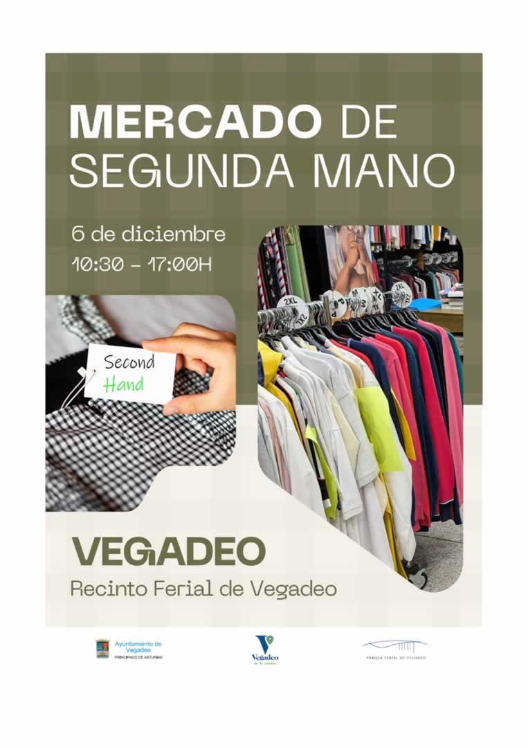 Cartel Mercado de Segunda Mano en Vegadeo, Asturias