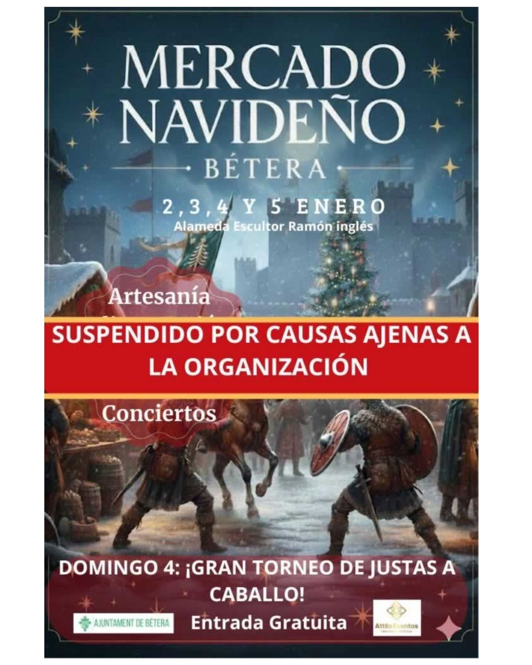 Mercado Navideño de Bétera Reyes 2026, Valencia suspendido