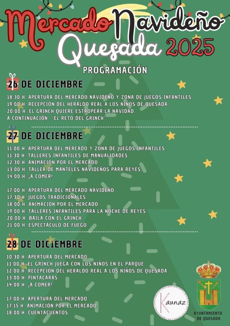 Mercado Navideño de Quesada (Jaén) 2025 5 Programa Programación del Mercado Navideño de Quesada (Jaén) 2025