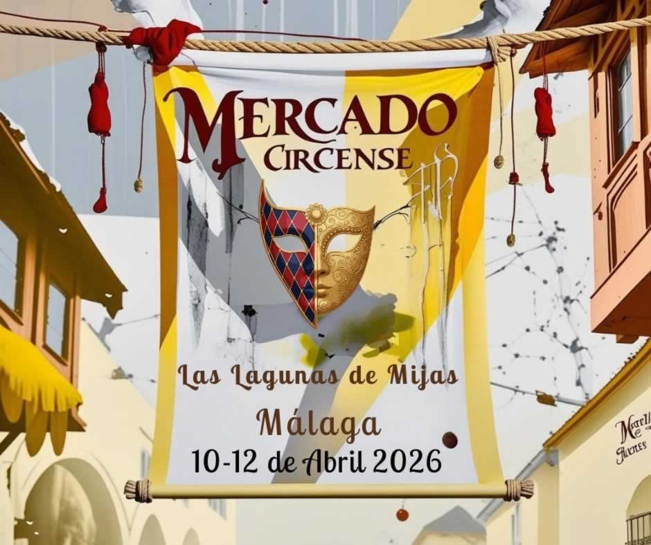 Mercado Circense en Las Lagunas de Mijas con puestos artesanos, gastronomía y ambientación circense en la Plaza de la Candelaria.