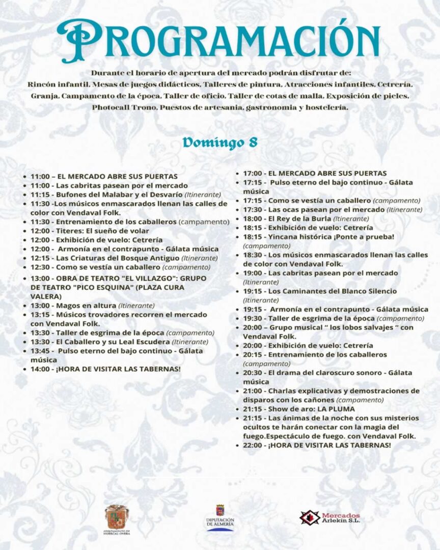 Mercado Barroco de Huércal-Overa del 6 al 8 de marzo del 2026 7 Programa del Mercado Barroco de Huércal-Overa del 6 al 8 de marzo del 2026 2