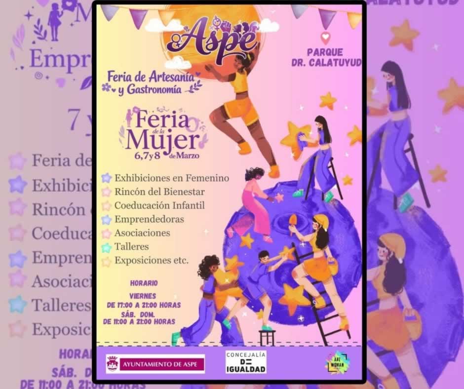 FB 3ª Feria de la Mujer de Aspe con artesanía, gastronomía, talleres y emprendimiento femenino en el Parque Dr. Calatayud.