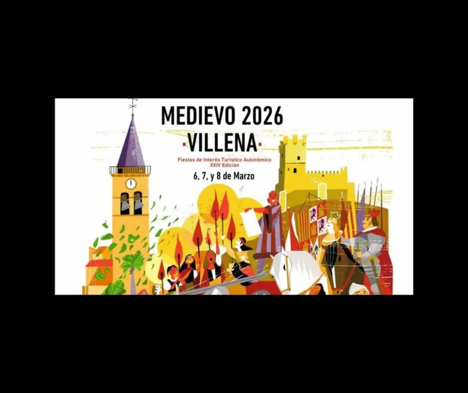 Fiestas del Medievo de Villena con mercado medieval, animación histórica y recreaciones en el casco antiguo.