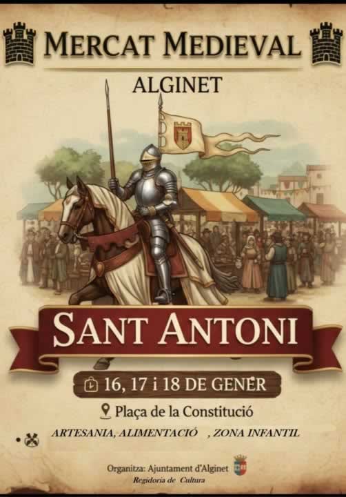 Cartel Mercado Medieval de Alginet 2026 en la Plaza de la Constitución