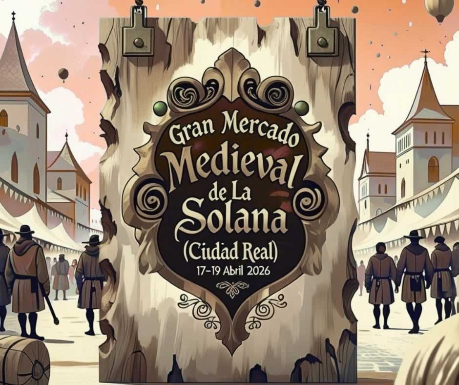 Gran Mercado Medieval de La Solana en la Plaza Mayor con puestos artesanos, animación medieval y atracciones familiares.