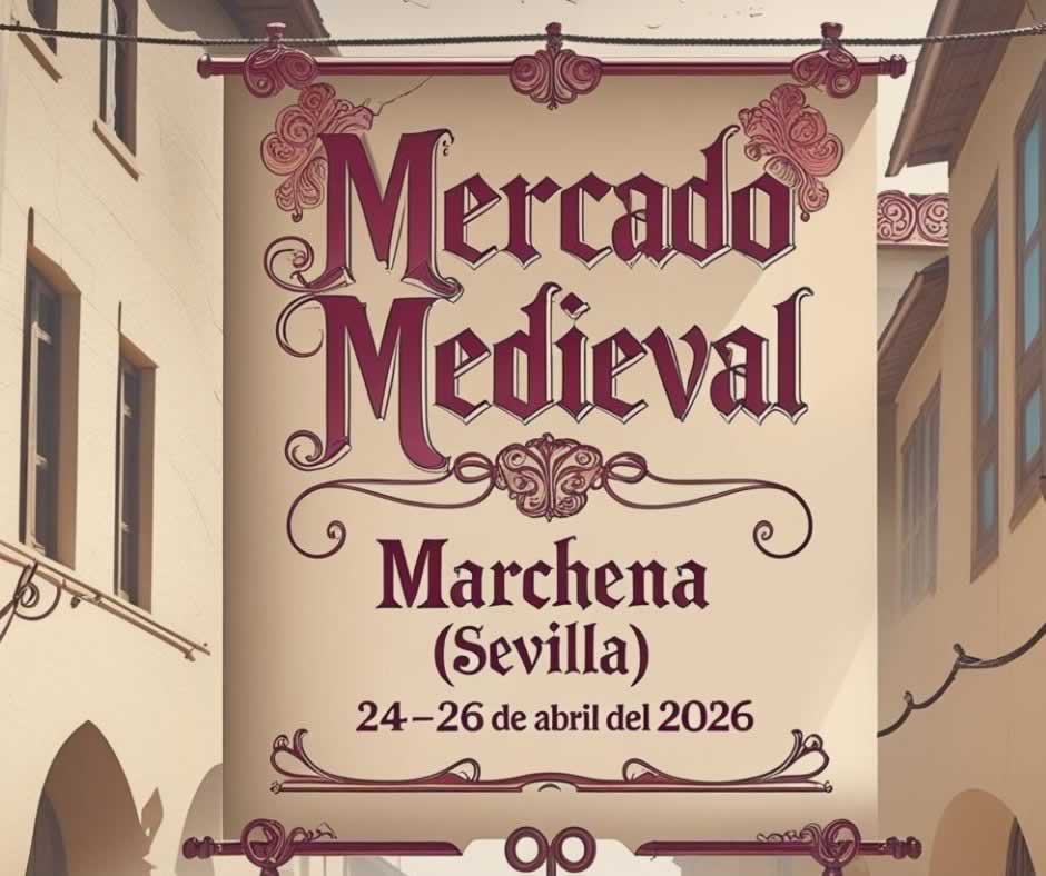 Mercado Medieval de Marchena en los Jardines de Isidro de Arcénegui con artesanía, gastronomía y ambientación medieval.