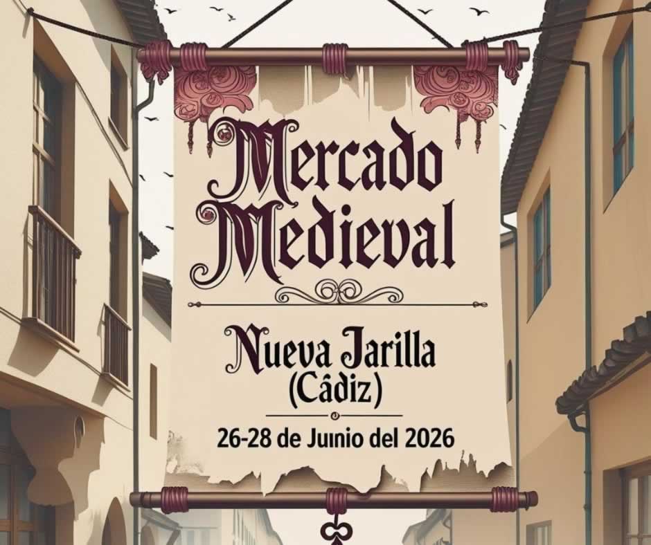 Mercado Medieval de Nueva Jarilla en el bulevar de la calle Ronda del Trobal con puestos artesanos y ambientación medieval.