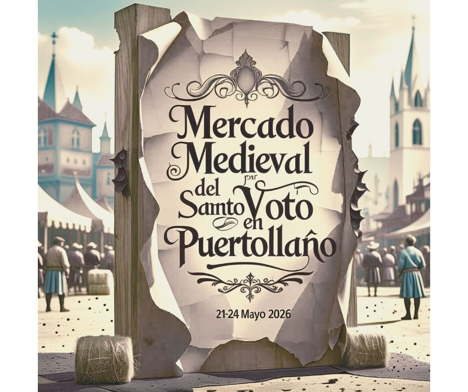 Gran Mercado Medieval de Piedrabuena en la Plaza Mayor con puestos artesanos, animación medieval y ambiente histórico.