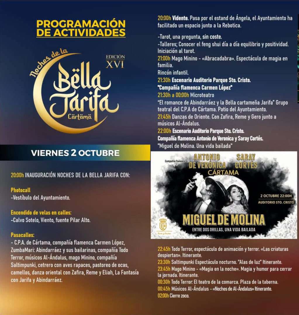 Programación Mercado Árabe en Cártama Málaga | 2, 3 y 4 de Octubre 5 mercado medieval la bella jarifa viernes