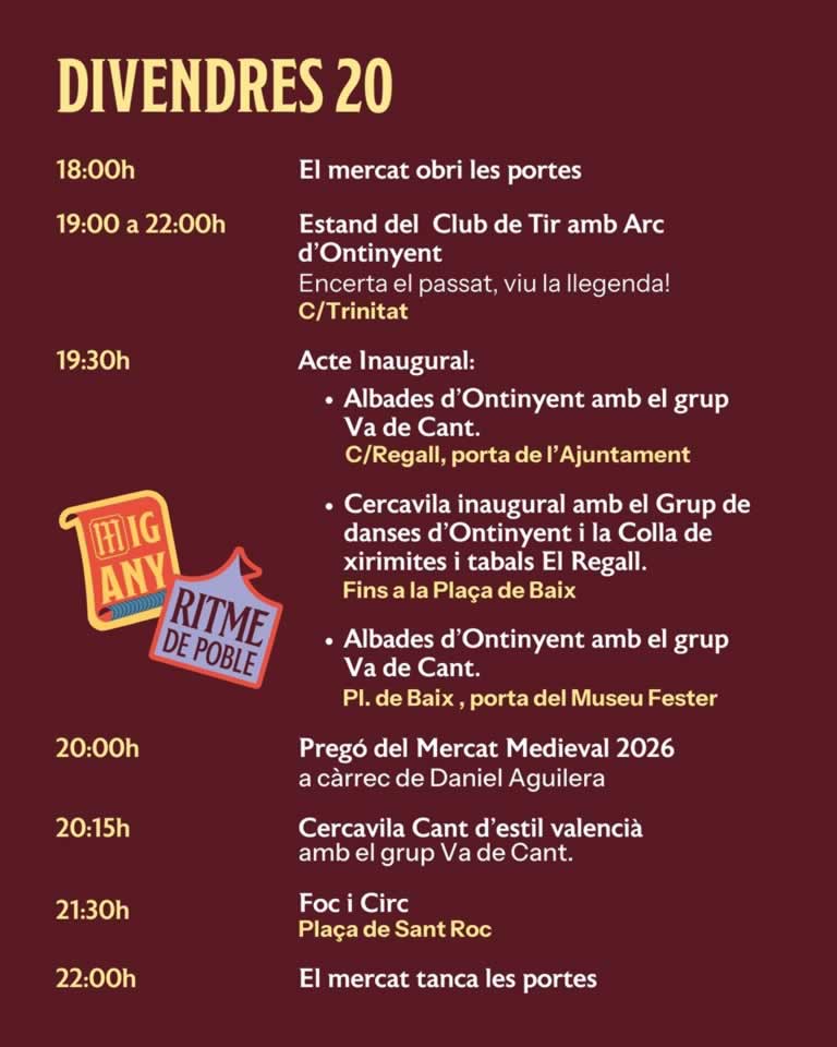 Mercado Medieval de Ontinyent - Onteniente - 2026 | Zoco Árabe y Oficios 8 Programa de Mercado Medieval de Ontinyent 2026 1