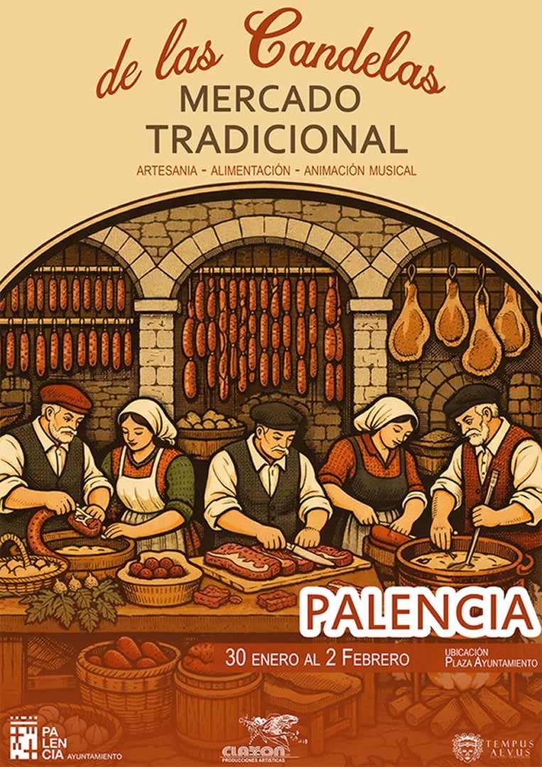Cartel del Mercado Tradicional de las Candelas de Palencia