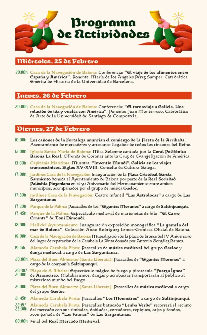 XXX Edición Real Mercado Medieval de la Arribada 2026 Baiona - Pontevedra 6 Arribada 2026 Programa CAS WEB OK page 0002