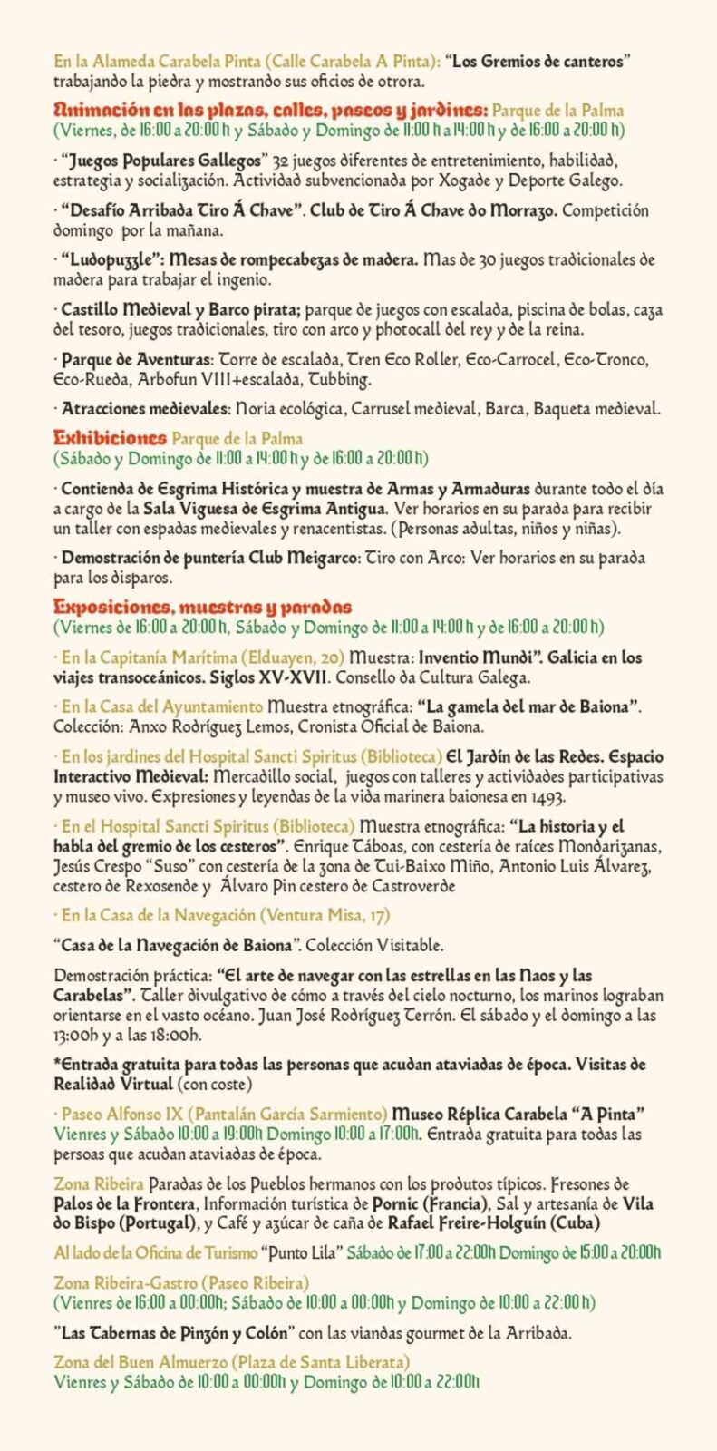 XXX Edición Real Mercado Medieval de la Arribada 2026 Baiona - Pontevedra 9 Arribada 2026 Programa CAS WEB OK page 0005