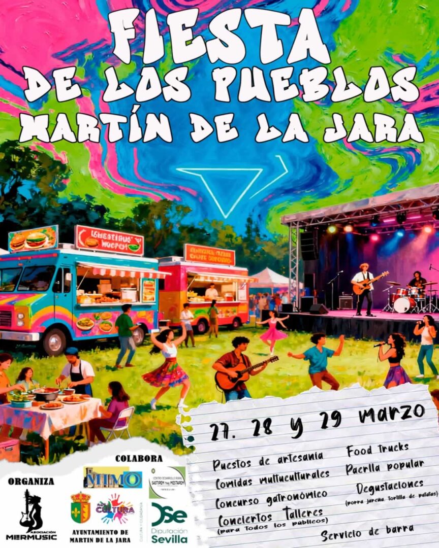 Cartel Cartel de la Feria de los Pueblos y Festival Jara Rock en Martín de la Jara Sevilla del 27 al 29 de marzo