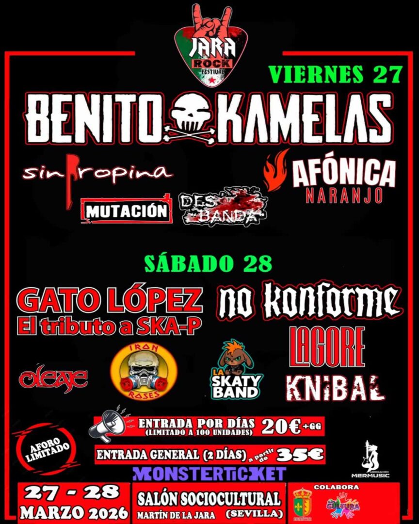 Cartel Festival Jara Rock en Martín de la Jara Sevilla del 27 al 29 de marzo