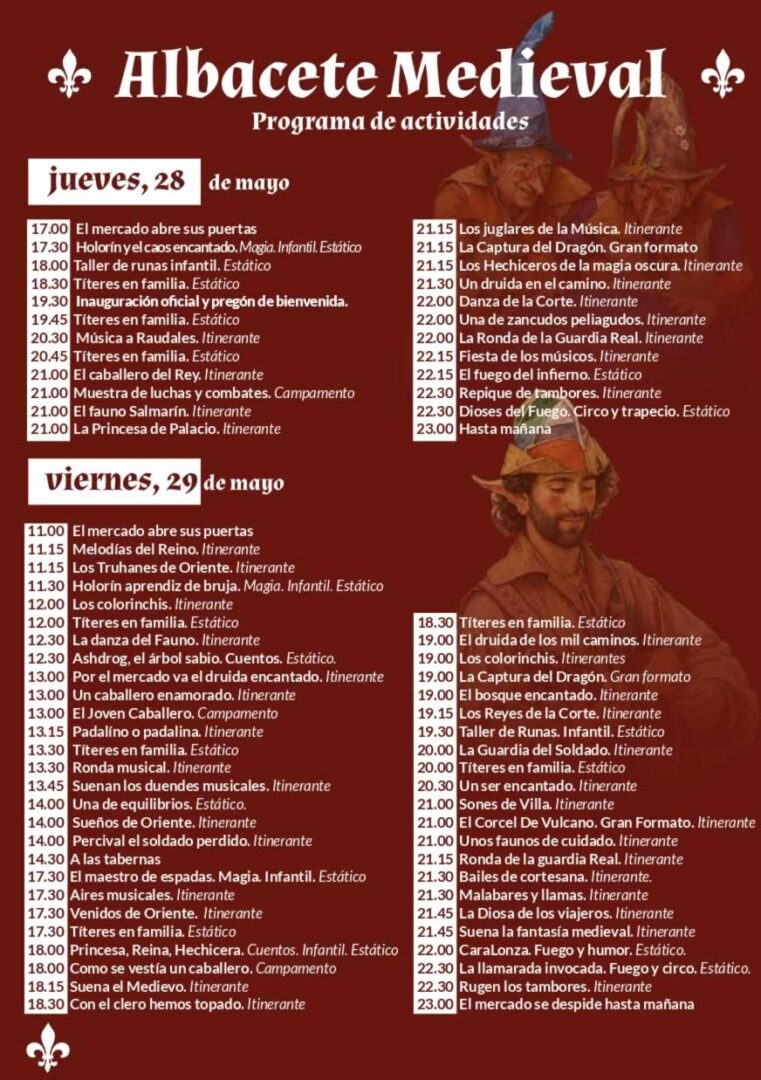 Programación completa del Mercado Medieval de Albacete 2026 (Albacete) 5 medieval albacete programa 1