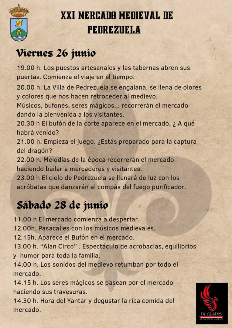 Mercado Medieval de Pedrezuela 2026 (Madrid) 26, 27 y 28 de junio 7 Mercado Medieval de Pedrezuela 2026 programa 1
