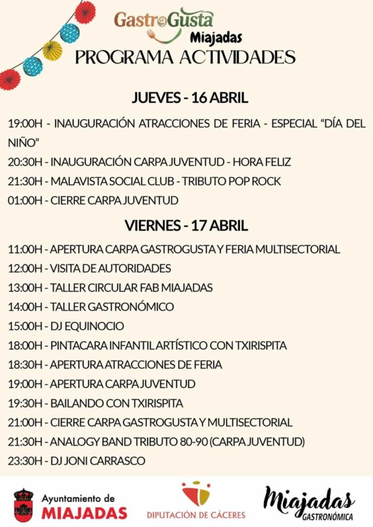 programación de GastroGusta 2026 Miajadas 1