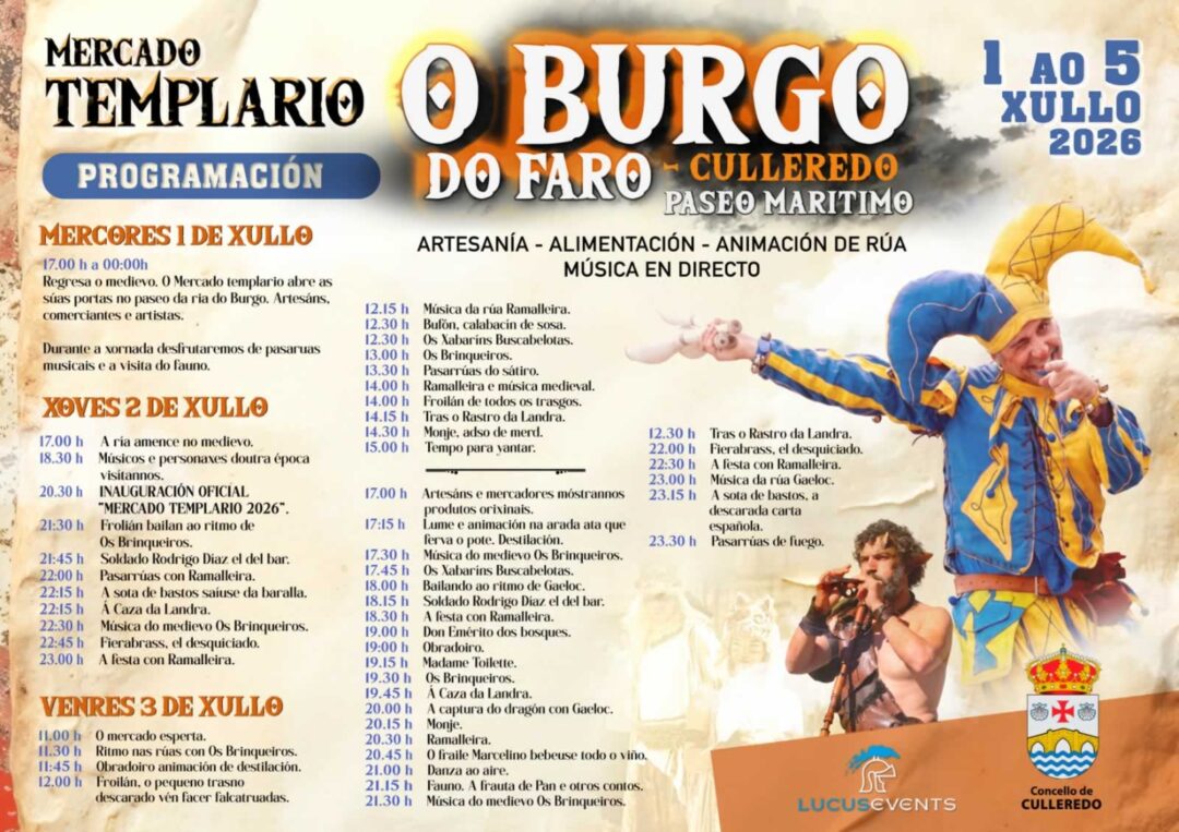 Programa 1 Mercado Templario de O Burgo en Culleredo del 1 al 5 de julio