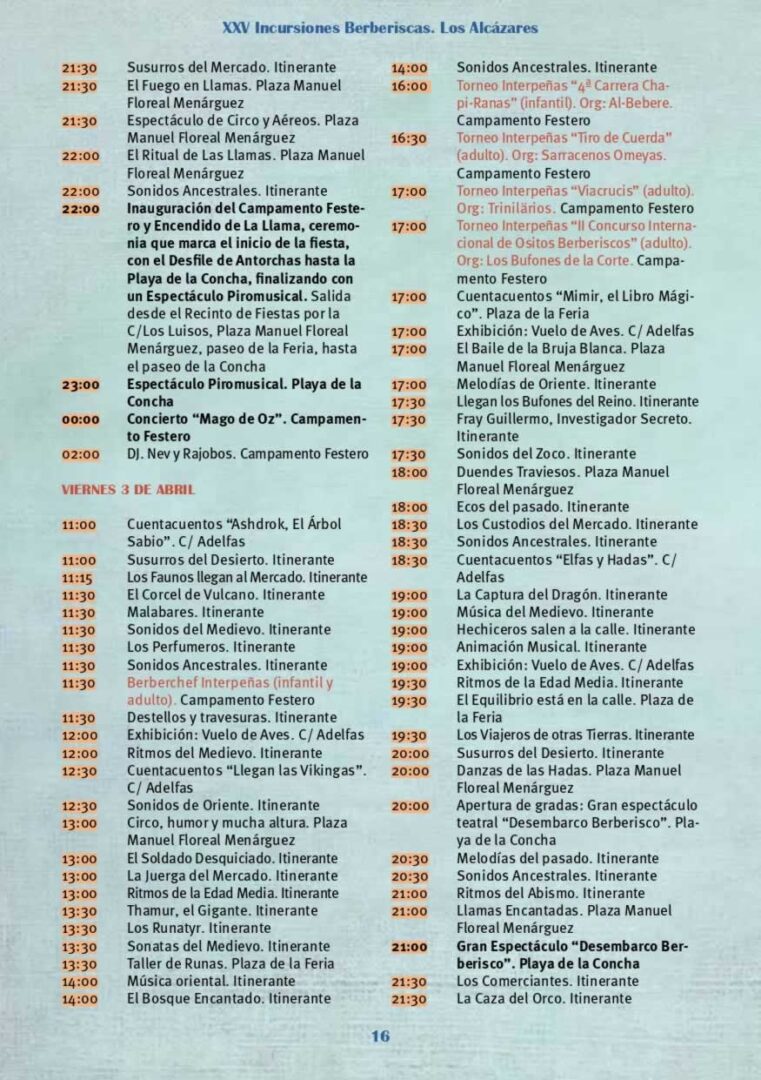 XXV Incursiones Berberiscas del Mar Menor 2026, programación completa 4 Programa Berberiscos 2026 page 0016