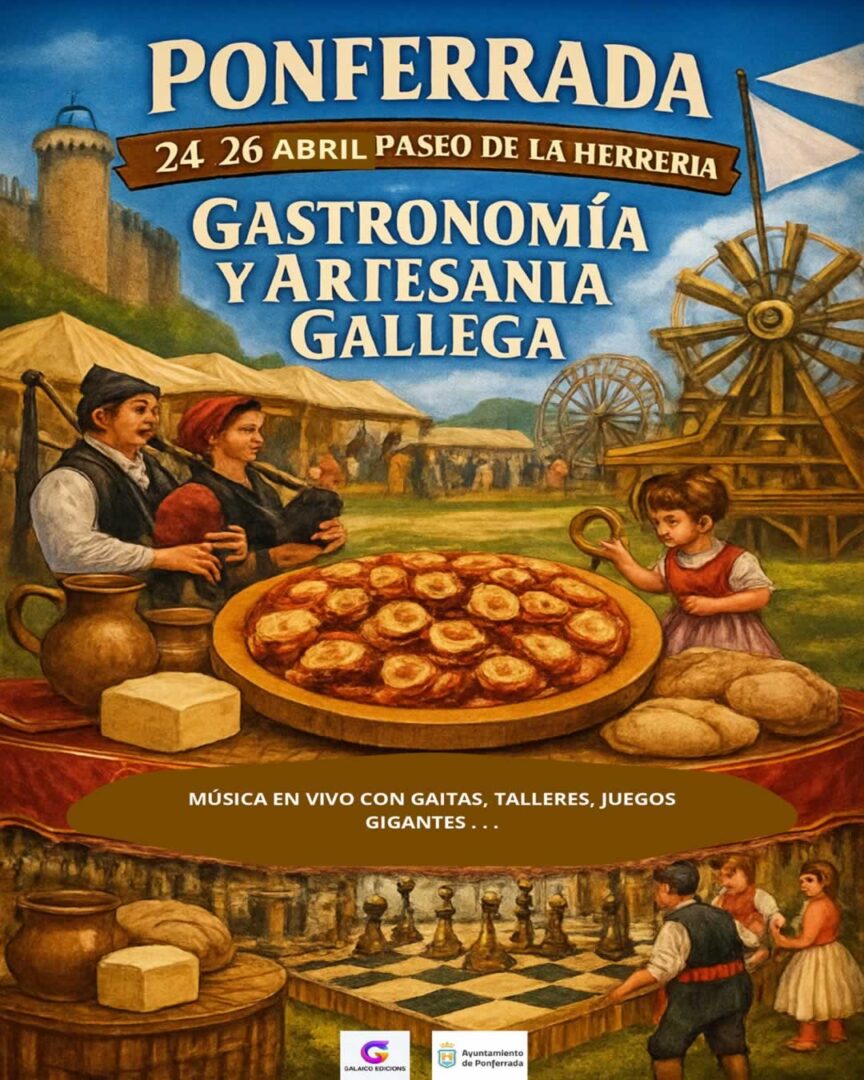 Cartel Mercado de artesanía y gastronomía gallega de Ponferrada