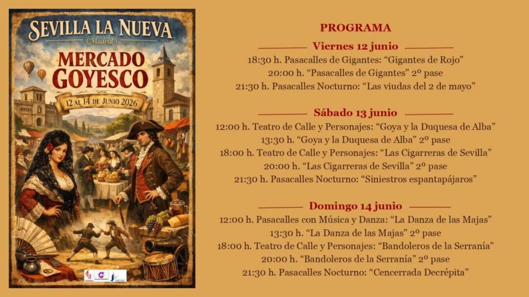 Mercado Goyesco Sevilla la Nueva (Madrid) 2026 / 12 al 14 de Junio 7 Programa del Mercado Goyesco Sevilla la Nueva