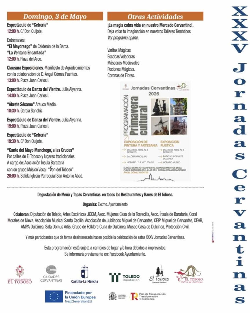 Programación del Mercado Cervantino en El Toboso - día Domingo