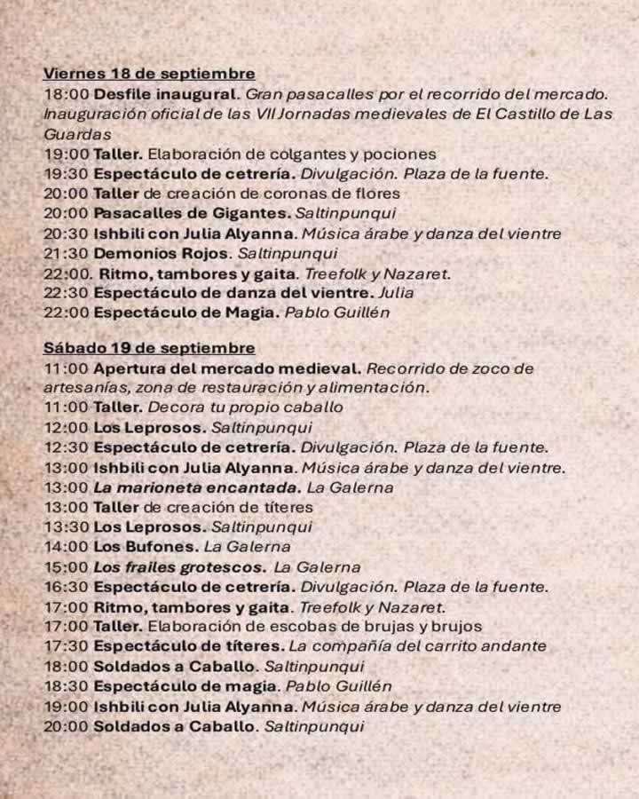 Programa VII Jornadas Medievales de El Castillo de las Guardas 1